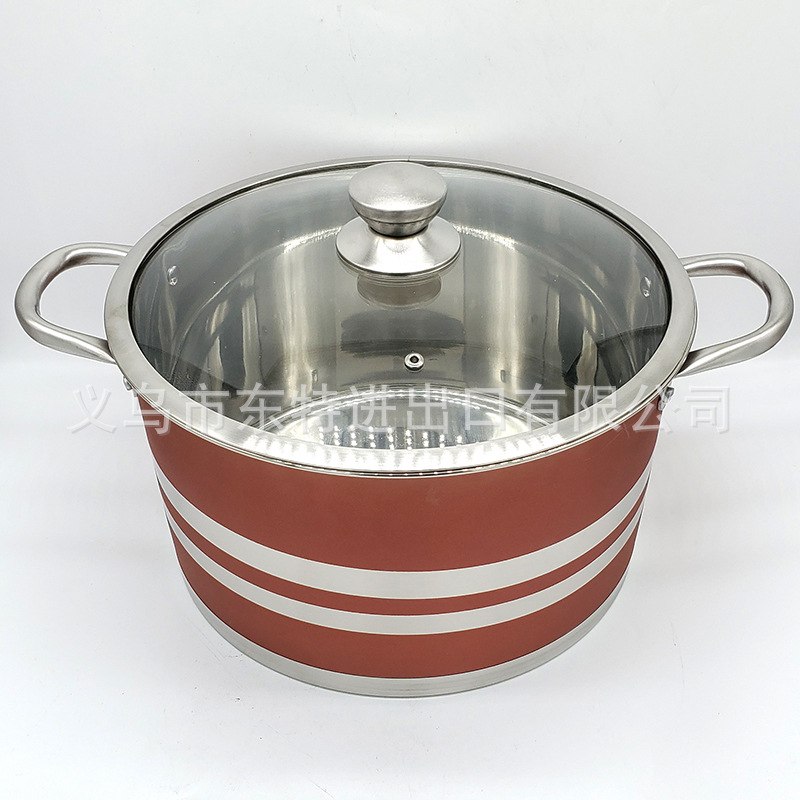 Factory direct sales of stainless steel soup POTS, color frosted right-angle POTS, 28-32 large capacity soup POTS, gift sets of soup POTS detail image 7