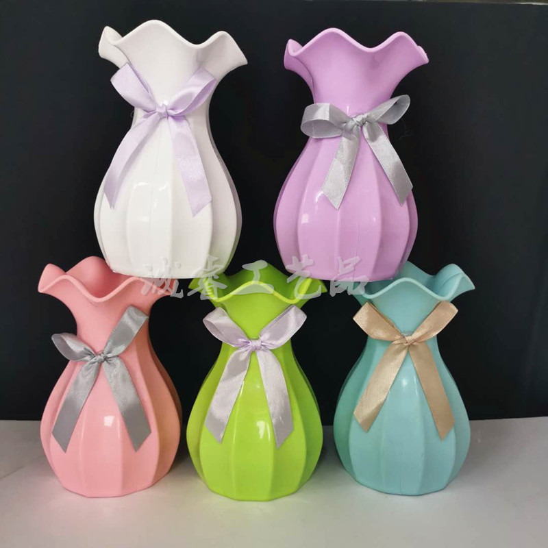 厂家直销 塑料彩色现代简约创意花瓶 仿真花装饰家居摆件插花工艺