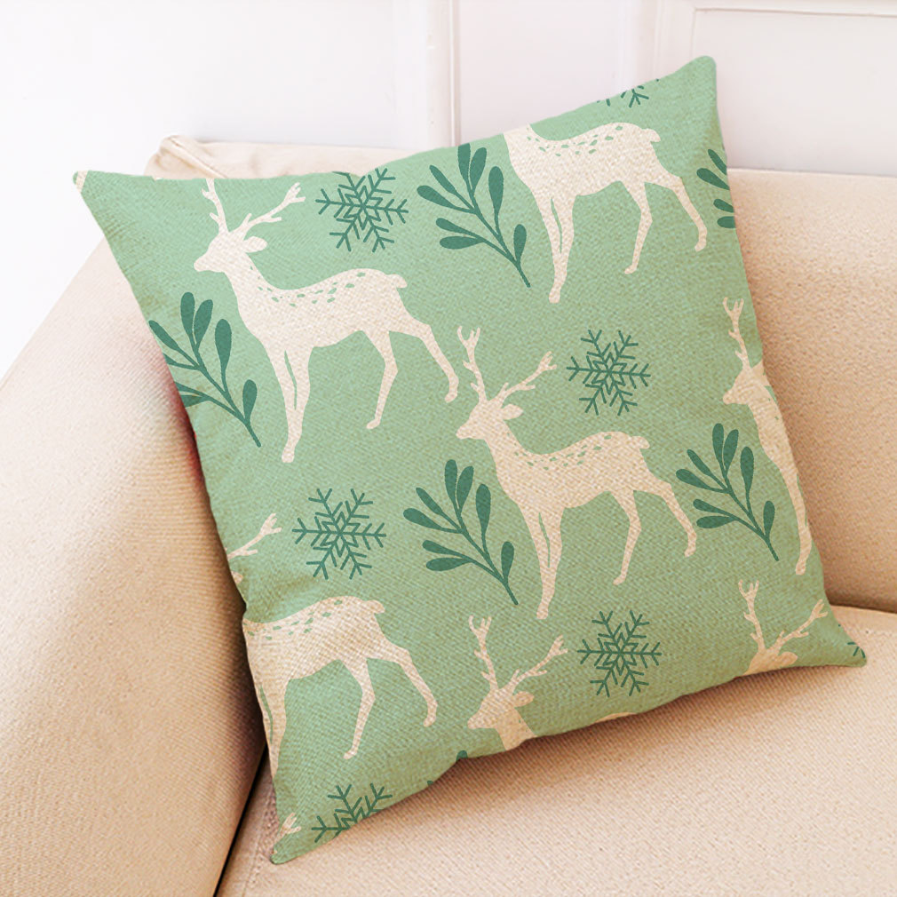 wish 亚马逊新款鹿角几何棉麻抱枕套 汽车抱枕家居沙发靠垫定制