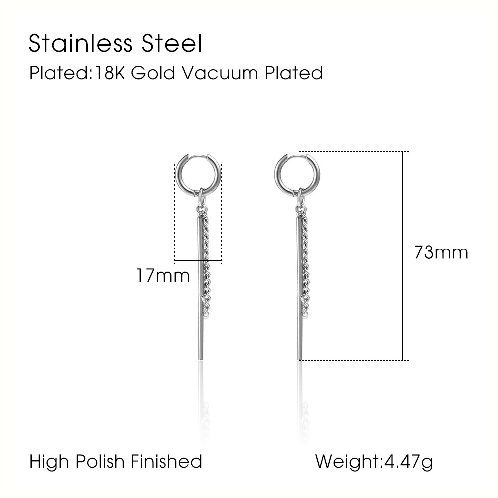 Fashion Geometric Titanium Steel Earrings Tassel Stainless Steel Earrings 1 Piece display picture 1