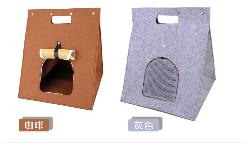 毛毡宠物窝 厂家供应多功能毛毡猫窝 狗窝外出手提宠物小屋