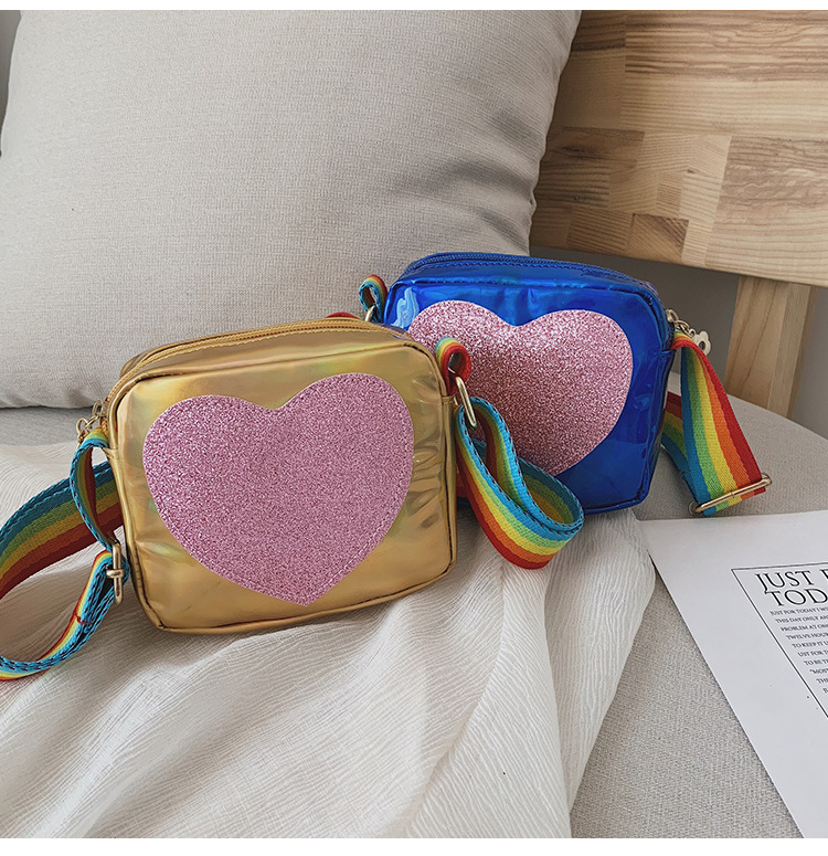 Girl'S Small Pu Leather Rainbow Heart Shape Cute Zipper Crossbody Bag display picture 6