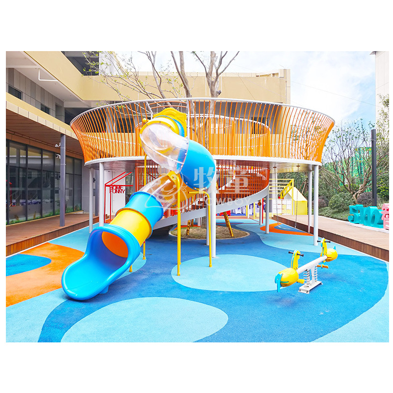 Kindergarten gran corredor al aire libre diapositiva al aire libre equipo de juego infantil combinación de diapositivas para niños