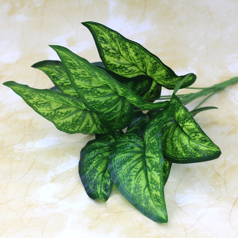 9頭馬蹄蓮葉仿真植物插花植物墻配材綠植葉子植物把束裝飾造景