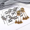 Metal retro earrings solar-powered, small bell, flashlight with tassels, accessory, European style, India