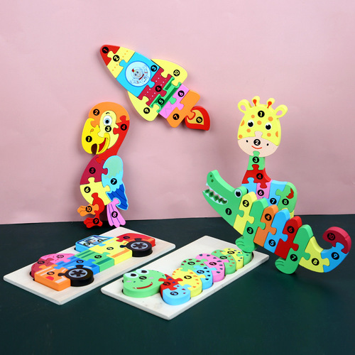 3D Puzzle Building Blocks for Early Childhood Education, Children's Learning and Cognitive Puzzles for 1-2-3-4 Year Olds, Brain Development Toy