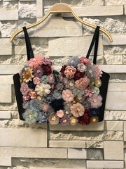 Internet celebrity's new flower trendy color-blocking vest, short, soft and fairy-like multi-color slings, versatile, wrapped around the chest and worn outside the vest