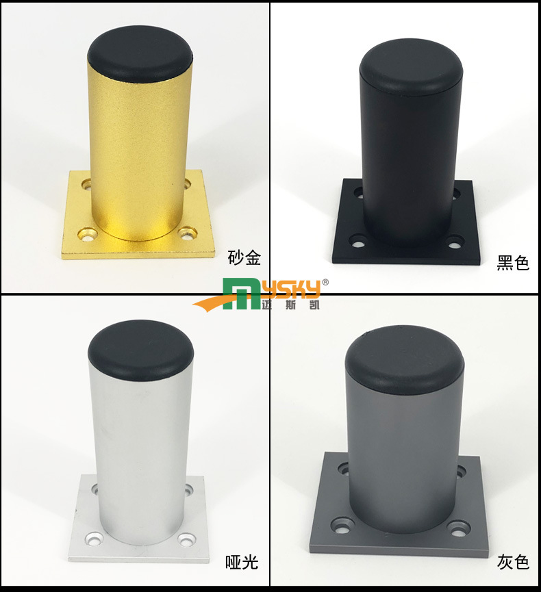 圆形铝合金橱柜脚黑色金色支撑家具腿可调节哑光电视床