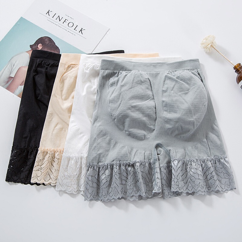 Spring and Summer New Lace Bottoming Safety Pants Large Size Seamless Modal Lace Anti-Exposure Four-Corner Women's Underwear