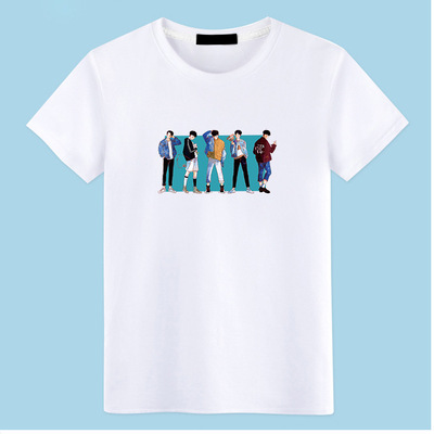 短袖T恤純棉圓領印花寬松t桖血半袖體恤潮上衣服春夏打底衫K1532