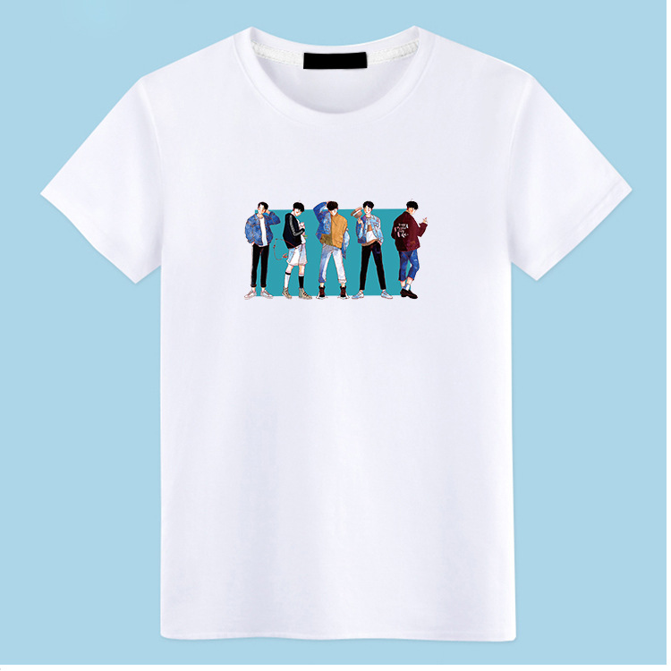 短袖T恤純棉圓領印花寬松t桖血半袖體恤潮上衣服春夏打底衫K1532