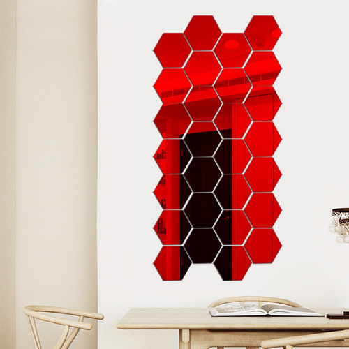 12.6X11 and 10X8.7 hexagonal mirror wall sticker direct factory supply, non-toxic and environmentally friendly with backing adhesive, 3D effect