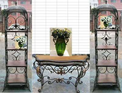 鐵藝置物架加工定制 落地式複古鐵藝置物架 時尚創意金屬置物架