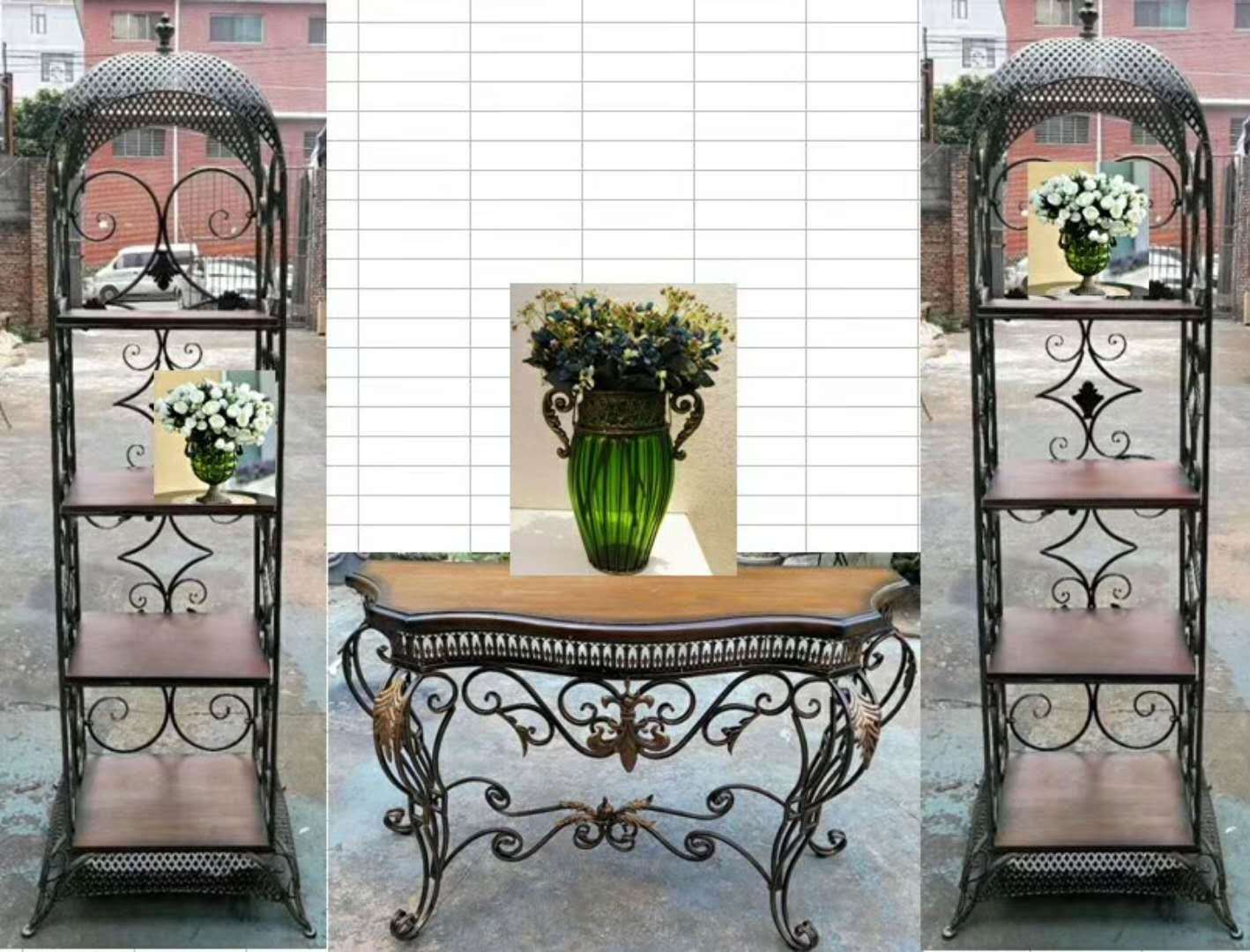 鐵藝置物架加工定制 落地式複古鐵藝置物架 時尚創意金屬置物架