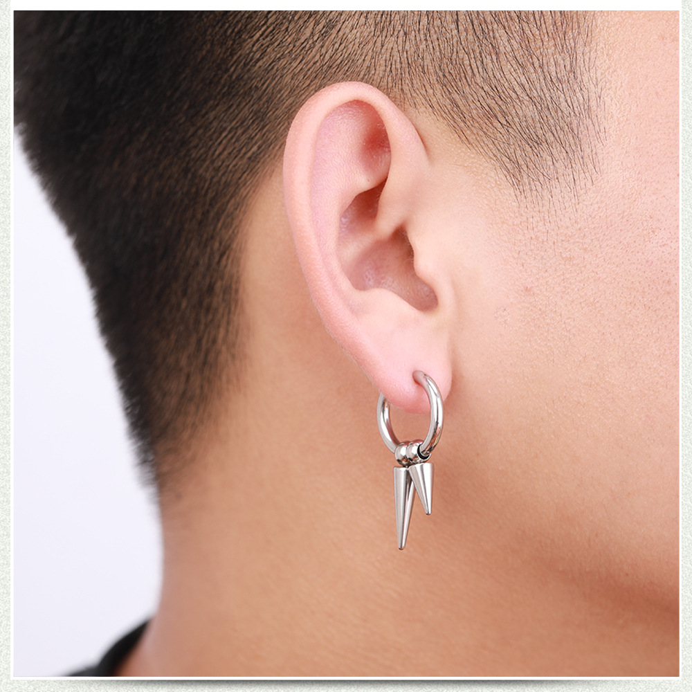 Fashion Stainless Steel Tassel Single Point Cone Earrings Single display picture 5