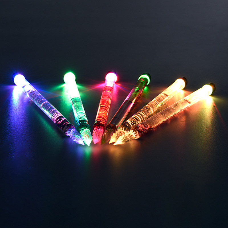 Pluma de inmersión de vidrio de color luminoso caja de regalo traje pluma de brillo pluma de vidrio regalo creativo pluma de prueba de color ventas directas de fábrica