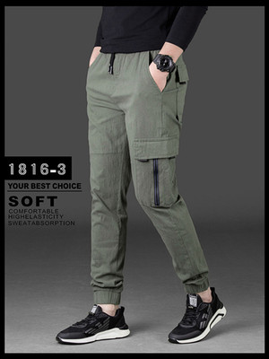 2019春装新款纯色工装裤男韩版青年修身束脚多口袋休闲裤男式裤子|ms