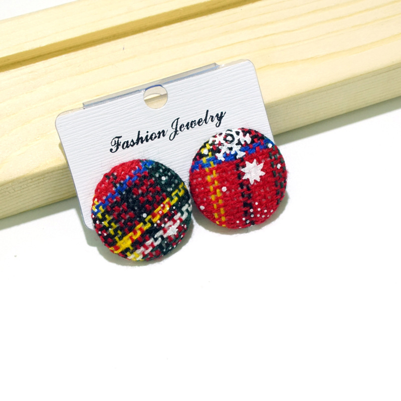 Fashion Round Cloth Christmas Women's Ear Studs 1 Pair display picture 4