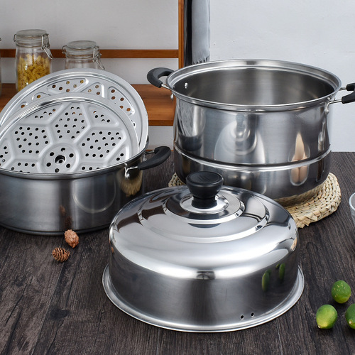 Stainless steel single-layer steamer, double-layer steamer, three-layer steamer, large-capacity household steamer, soup pot