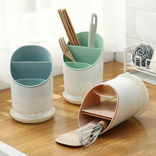Kitchen chopstick cage creative multi-functional double-layer draining tableware storage box household divided format plastic chopstick cage