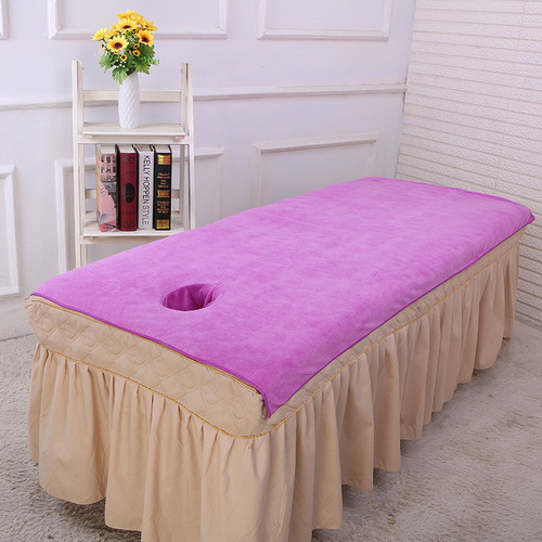 Wholesale beauty salon special foot bath massage disposable large size bed towels with holes thickened beauty bed bath towels sheets