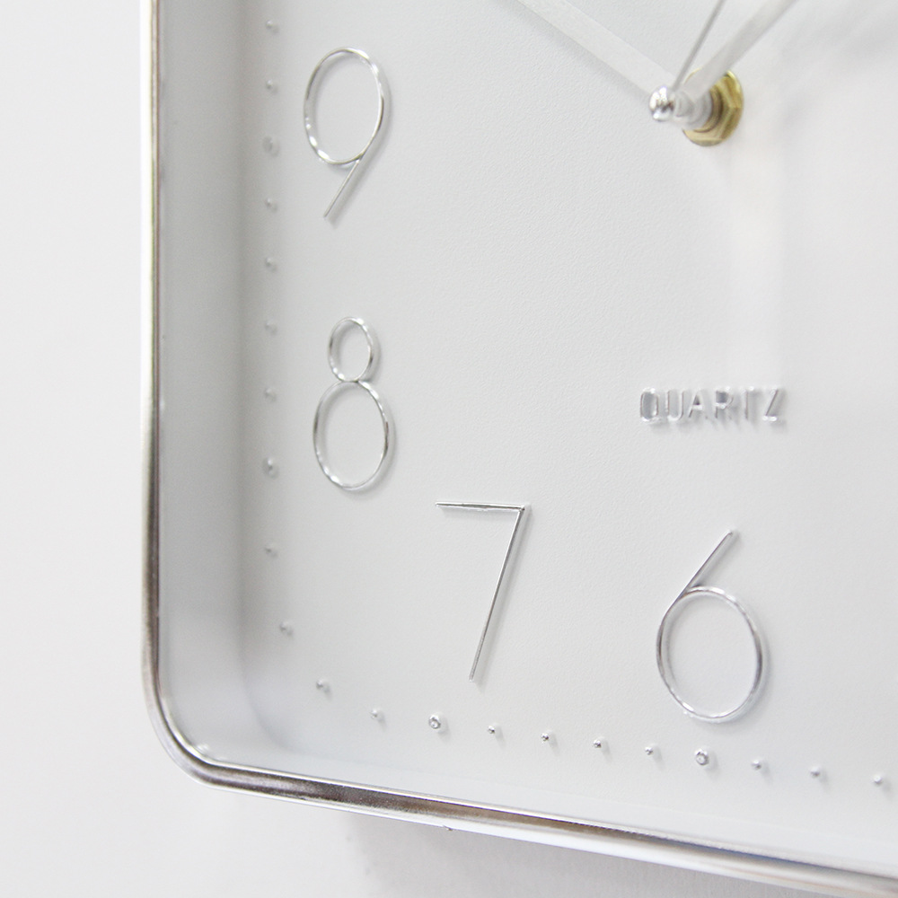 Reloj de pared cuadrado nuevo con letras termoimpresas - Estilo moderno, simple y creativo - Silencioso - Para dormitorio y sala de estar