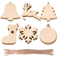 Christmas ornament home decoration supplies wooden craft creative carved wood slice Christmas tree with props gift