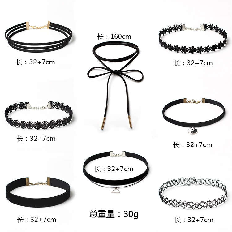 Mode Gothic Lolita Choker Kragen Halskette Set display picture 13