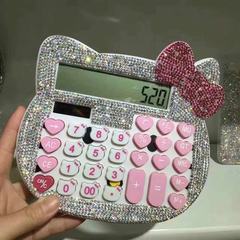 New Diamond-Embedded Cute Cat Calculator Soft Clay Jewelry Drill Water Drill KT Computer