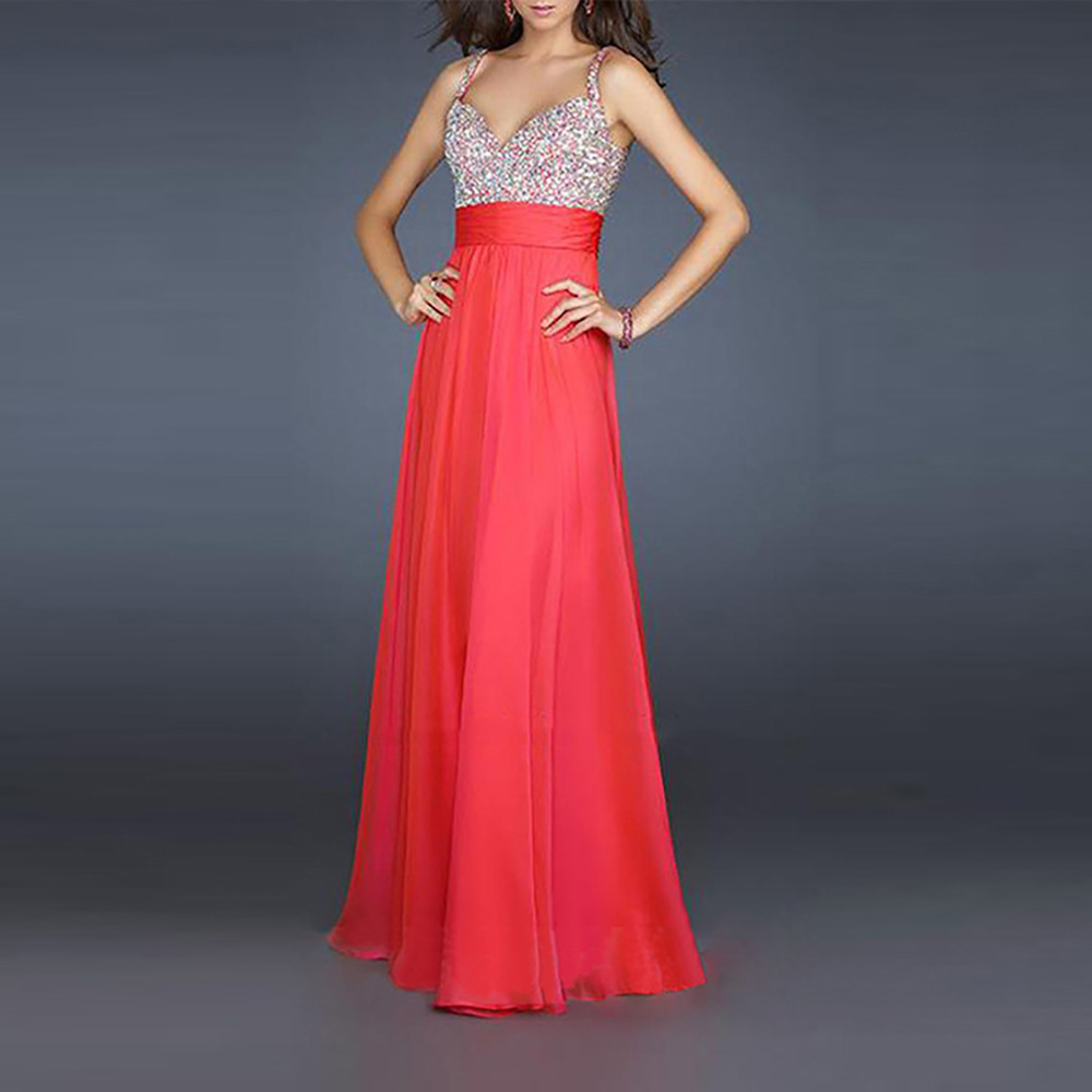 solid color splicing sequin sling long dress NSSA52036