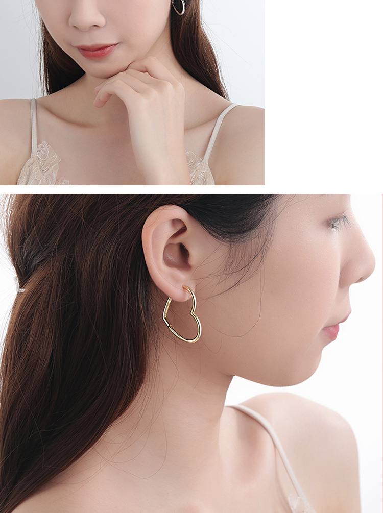 1 Pair Fashion Heart Shape Copper Plating Earrings display picture 2