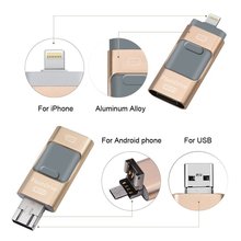 手机U盘适用苹果iPhone三合一OTG金属U盘32G64GB128G跨境批发