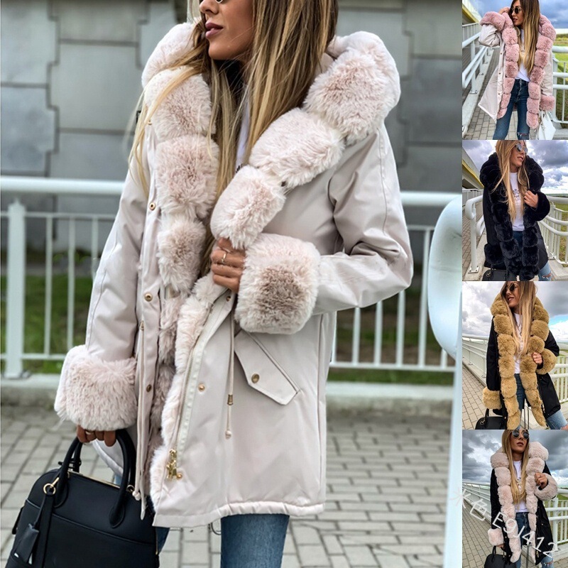 Foreign Trade 2019 Winter Long Pike Amazon Thickened Fur Collar Fur Coat Women E9J412