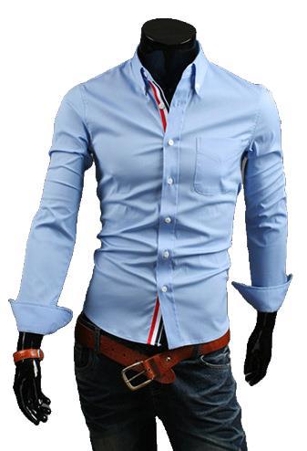 Men'S Casual Shirt Ribbon Decoration Fashion Simple Shirt