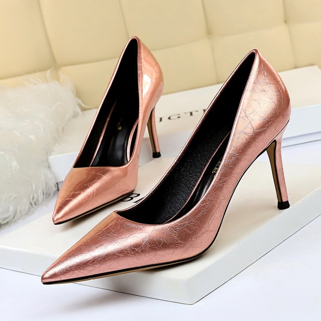 slim-heeled women’s retro high-heeled shoes shallow pointed sexy 