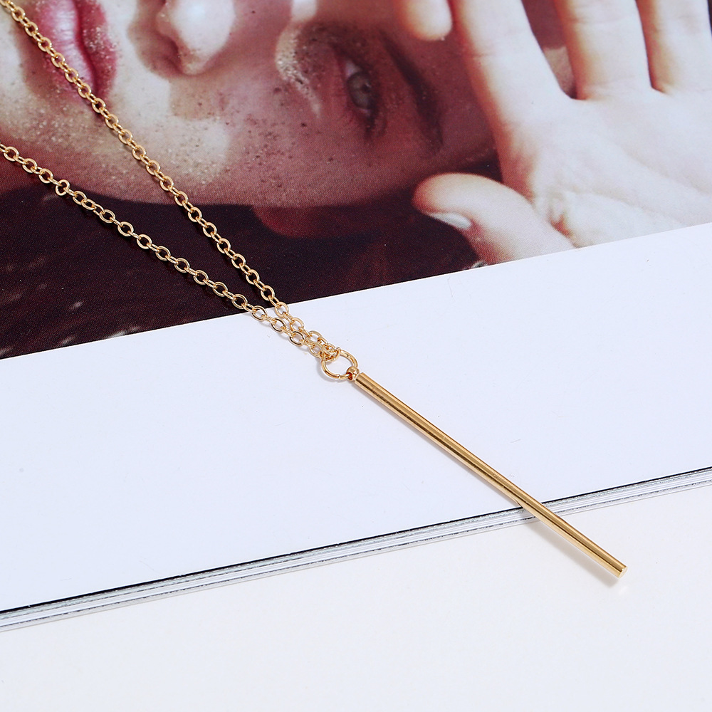 fashion metal geometric Y-shaped pendant long necklace