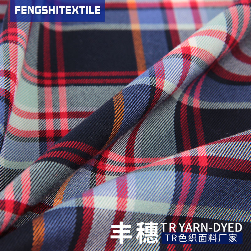 厂家供应TR色织格子面料 女士春秋女生校服色纺休闲服面料批发