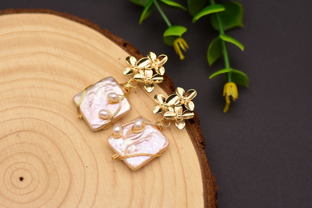 Flower Pattern Women'S Gender Simple Style Flower Pearl Drop Earrings 1 Pair