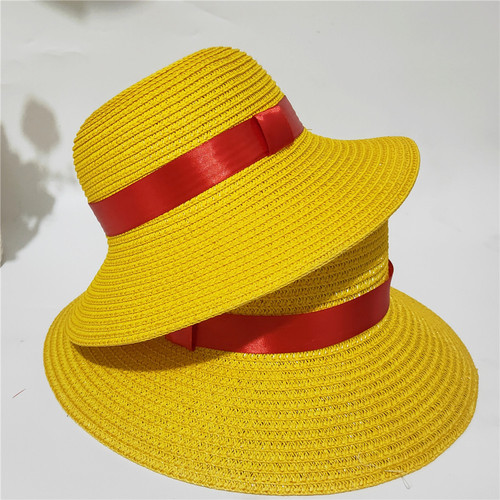 New two-dimensional anime straw hat One Piece Luffy cos anime hat summer sunshade yellow basin hat parent-child