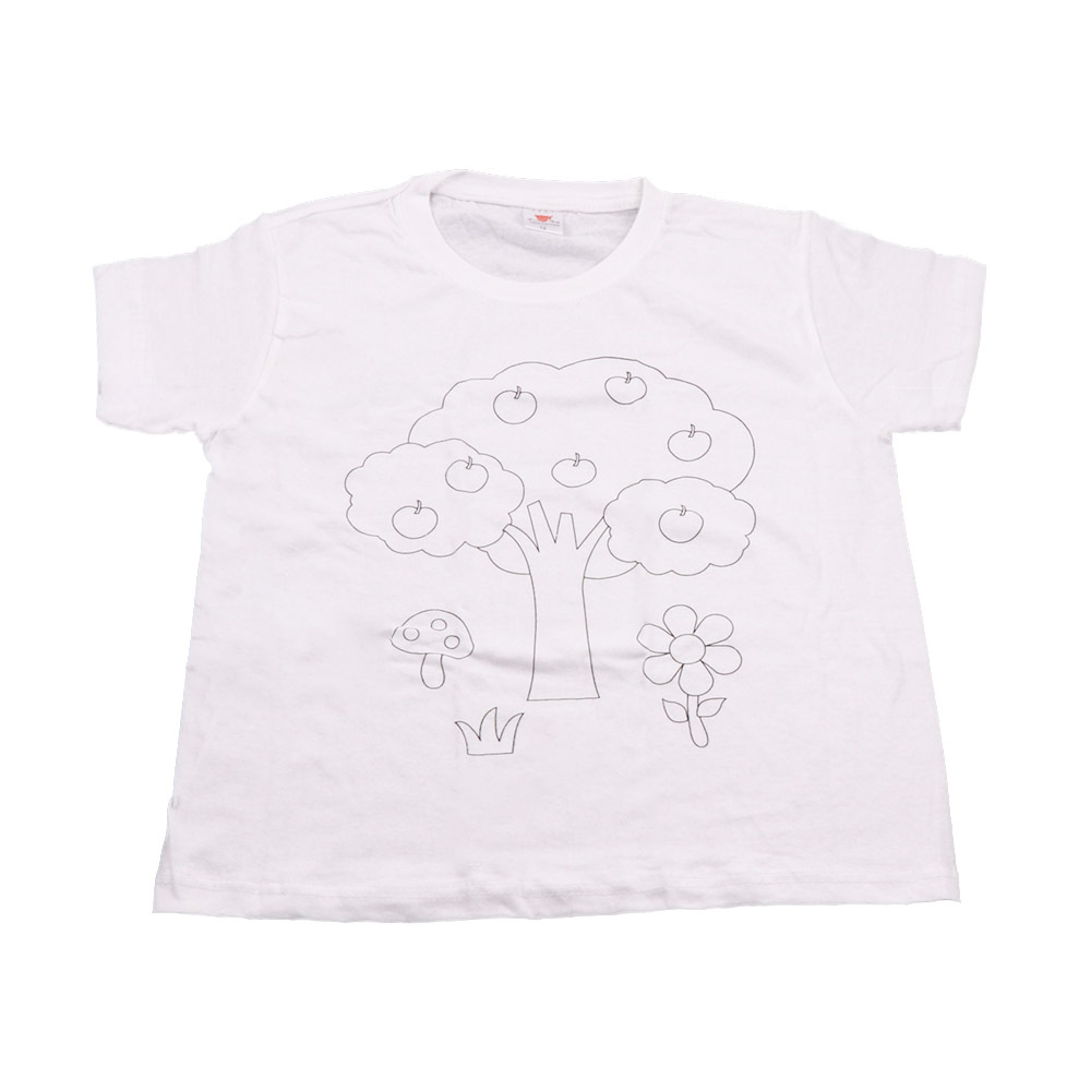 Camiseta blanca pintada a mano DIY pintura algodón en blanco engrosada camiseta