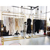couture Display rack Women's wear Floor type Simplicity Nakajima coat hanger golden Clothing rack Stainless steel goods shelves