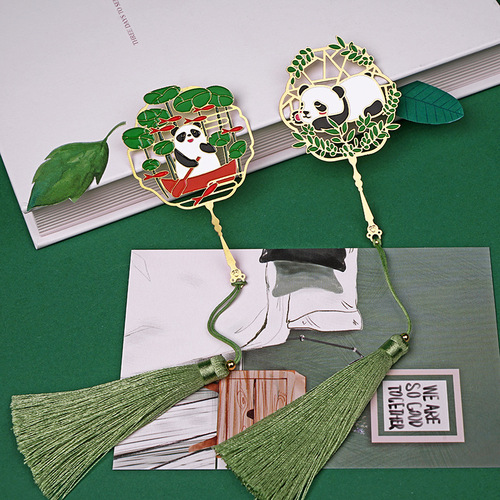 2pcs Metal bookmark custom panda bookmark color cute bear cartoon cat bookmark brass cultural and creative gift bookmark