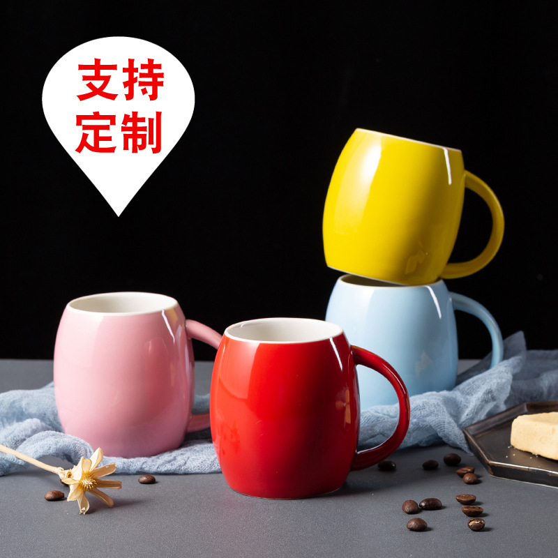 Hermoso conjunto de tazas de cerámica, tazas de color, tazas de agua, tazas de café pequeñas, publicidad LOGO impreso