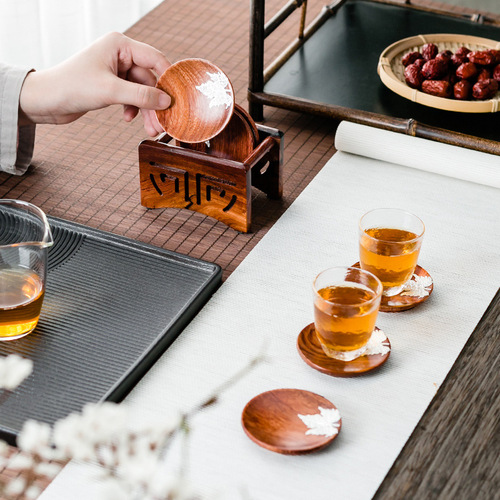 Wholesale ebony tea coaster base rosewood tea coaster solid wood kung fu tea ceremony Japanese saucer combination
