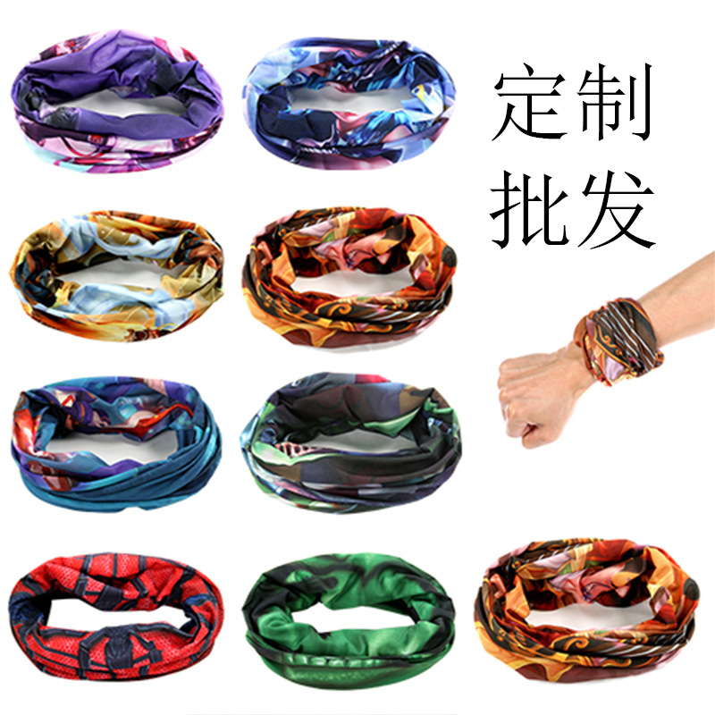logo印花百變冰絲魔術頭巾運動頭巾滌綸冰絲萊卡圍脖戶外吸汗頭巾