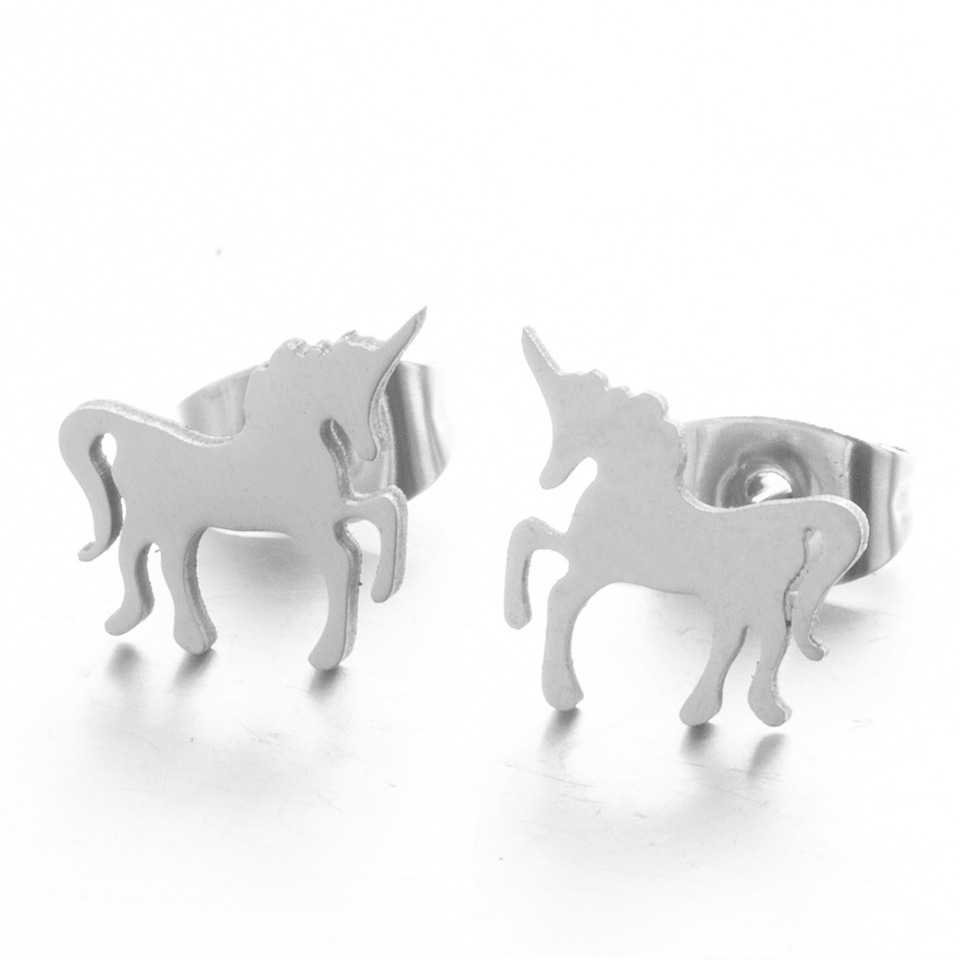 Simple Style Unicorn Alloy No Inlaid Earrings Ear Studs display picture 2