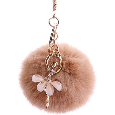 批发仿獭兔毛球挂件毛绒钥匙扣水钻天使毛绒挂件包包汽车钥匙挂饰|ms
