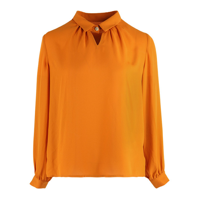 Fashionable autumn blouse new folded Lapel chiffon blouse 