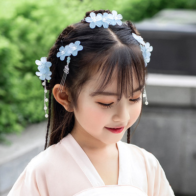 chinese hanfu hair accessory for girls Chinese Hanfu costume headdress children hairpin girl ancient hair ornament super immortal ancient tassel Buyang Princess ancient hairpin clip