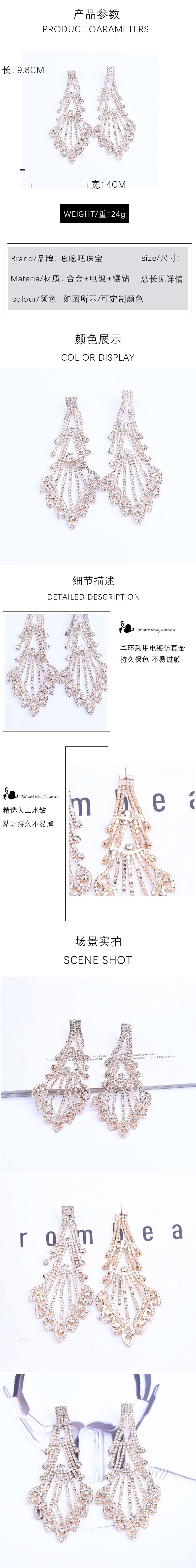 Fashion Rhinestone Alloy Tassel Earrings display picture 1